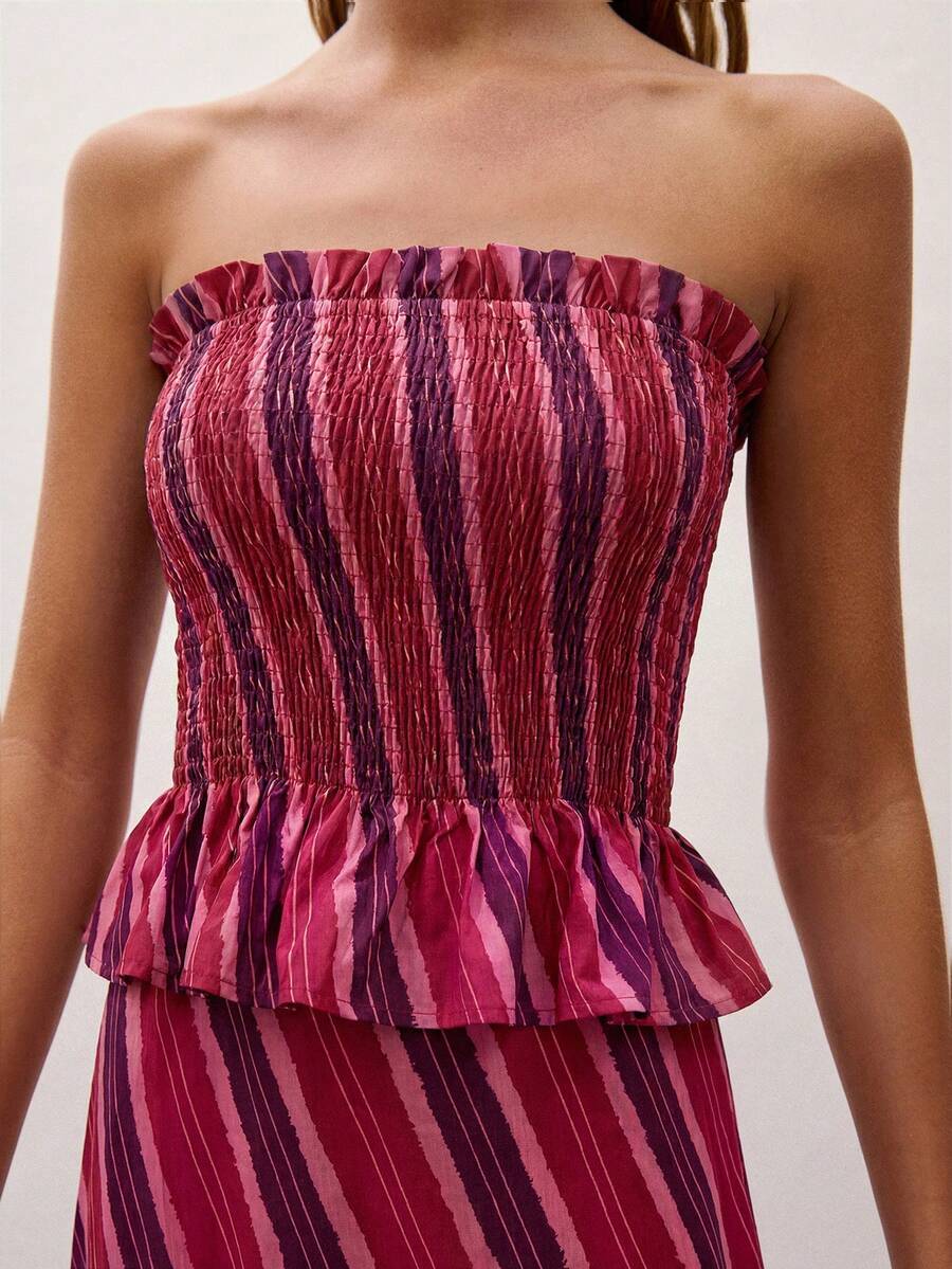 Bimba Conjunto de dos piezas con rayas y fruncido