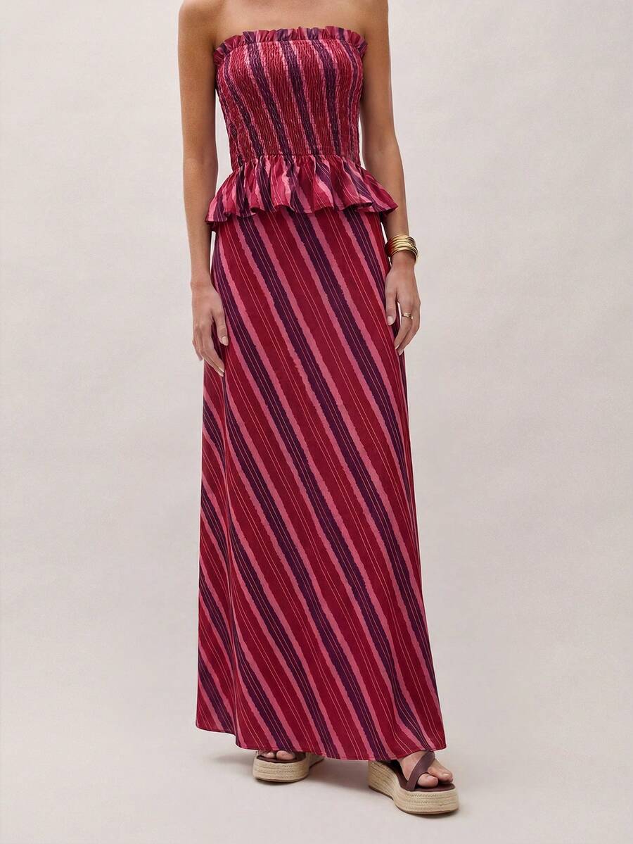 Bimba Conjunto de dos piezas con rayas y fruncido
