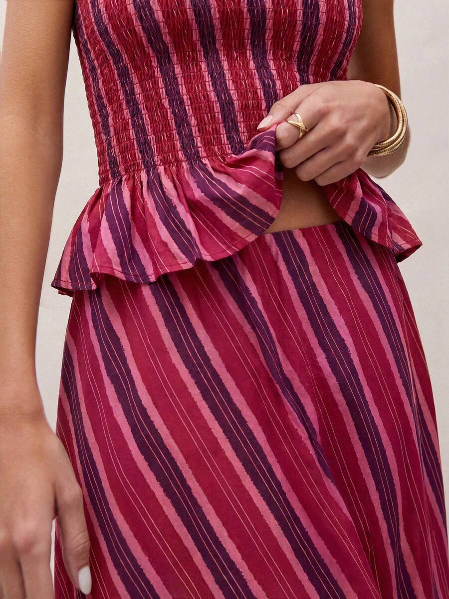 Bimba Conjunto de dos piezas con rayas y fruncido