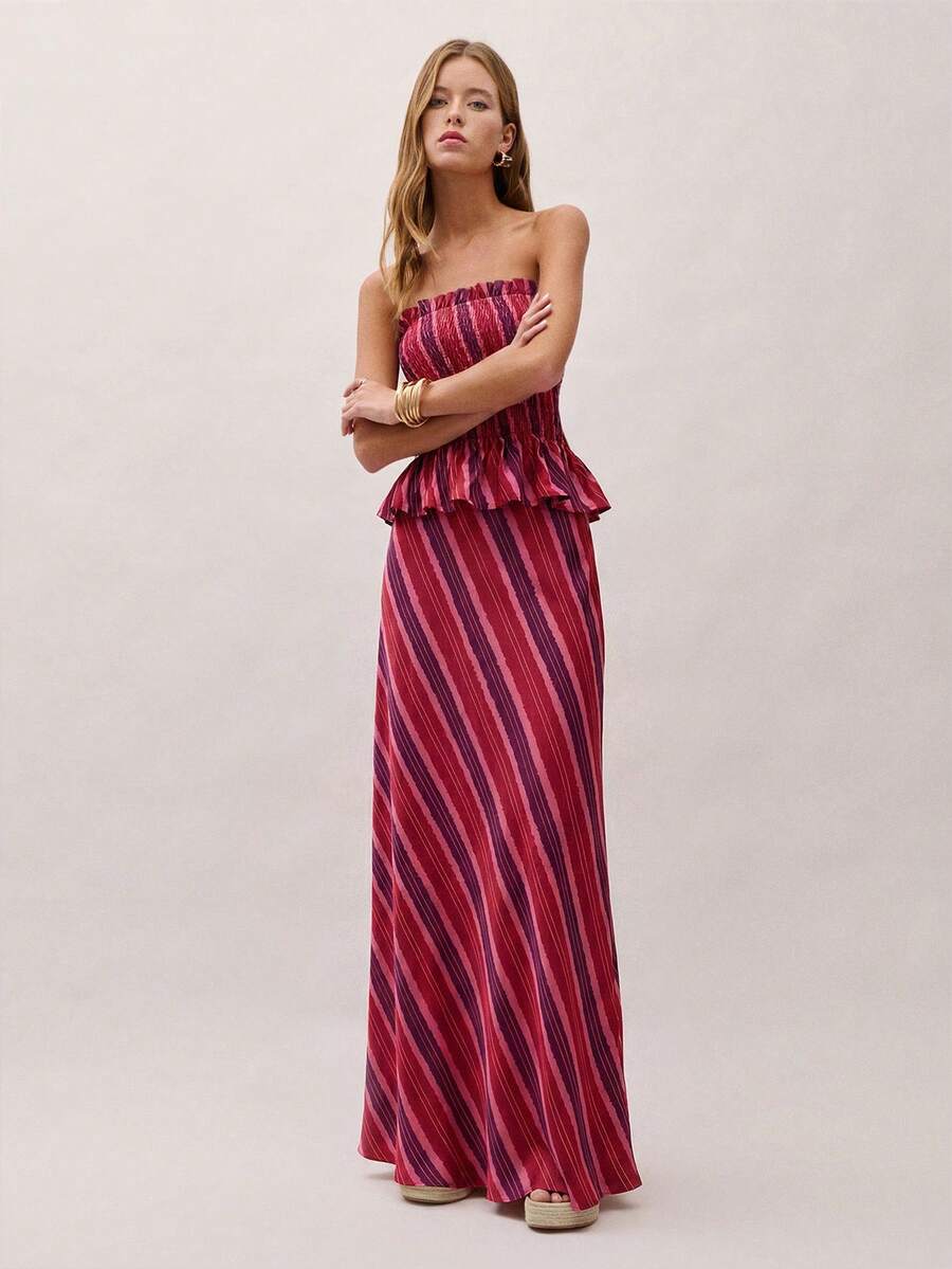 Bimba Conjunto de dos piezas con rayas y fruncido