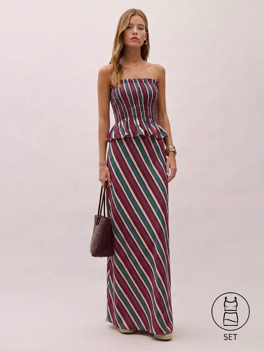 Bimba Conjunto de dos piezas con rayas y fruncido