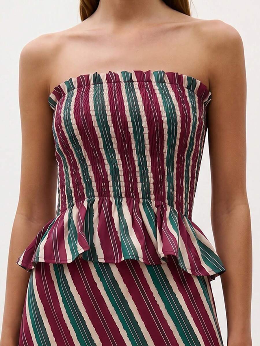 Bimba Conjunto de dos piezas con rayas y fruncido