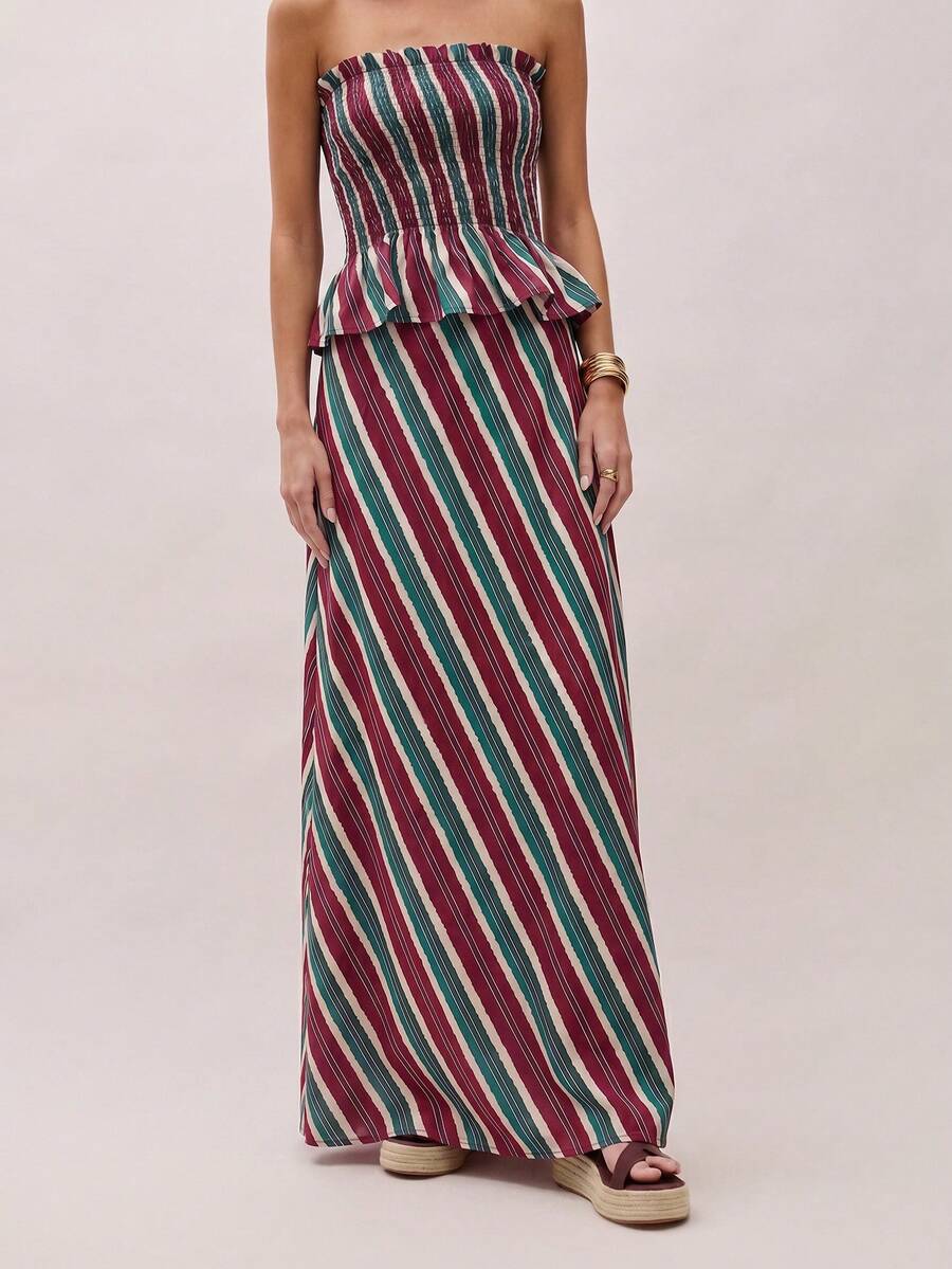 Bimba Conjunto de dos piezas con rayas y fruncido