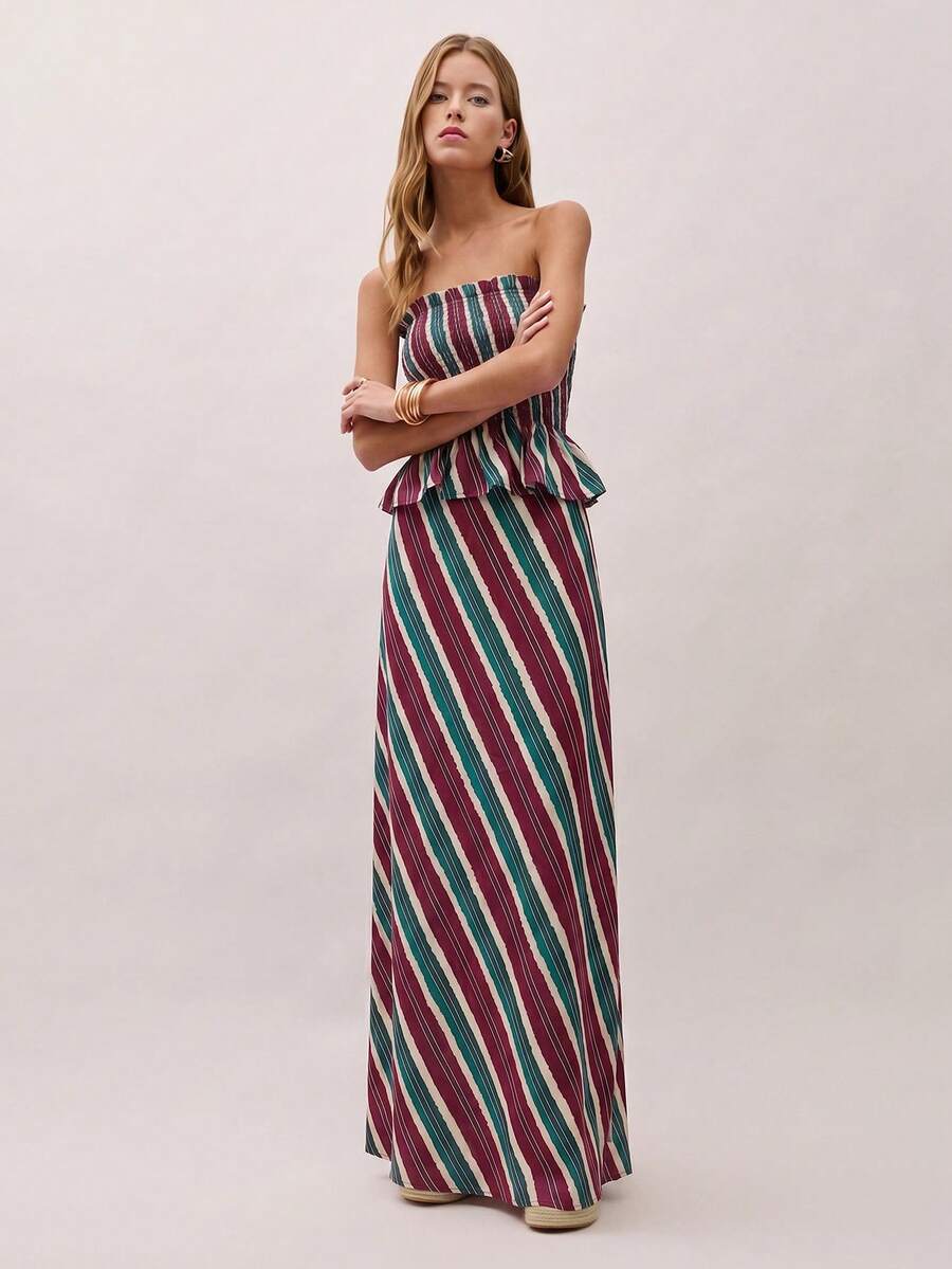Bimba Conjunto de dos piezas con rayas y fruncido