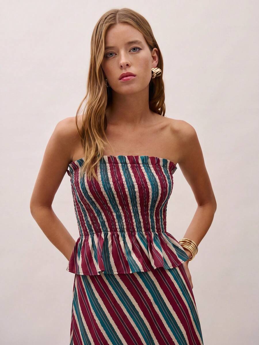 Bimba Conjunto de dos piezas con rayas y fruncido