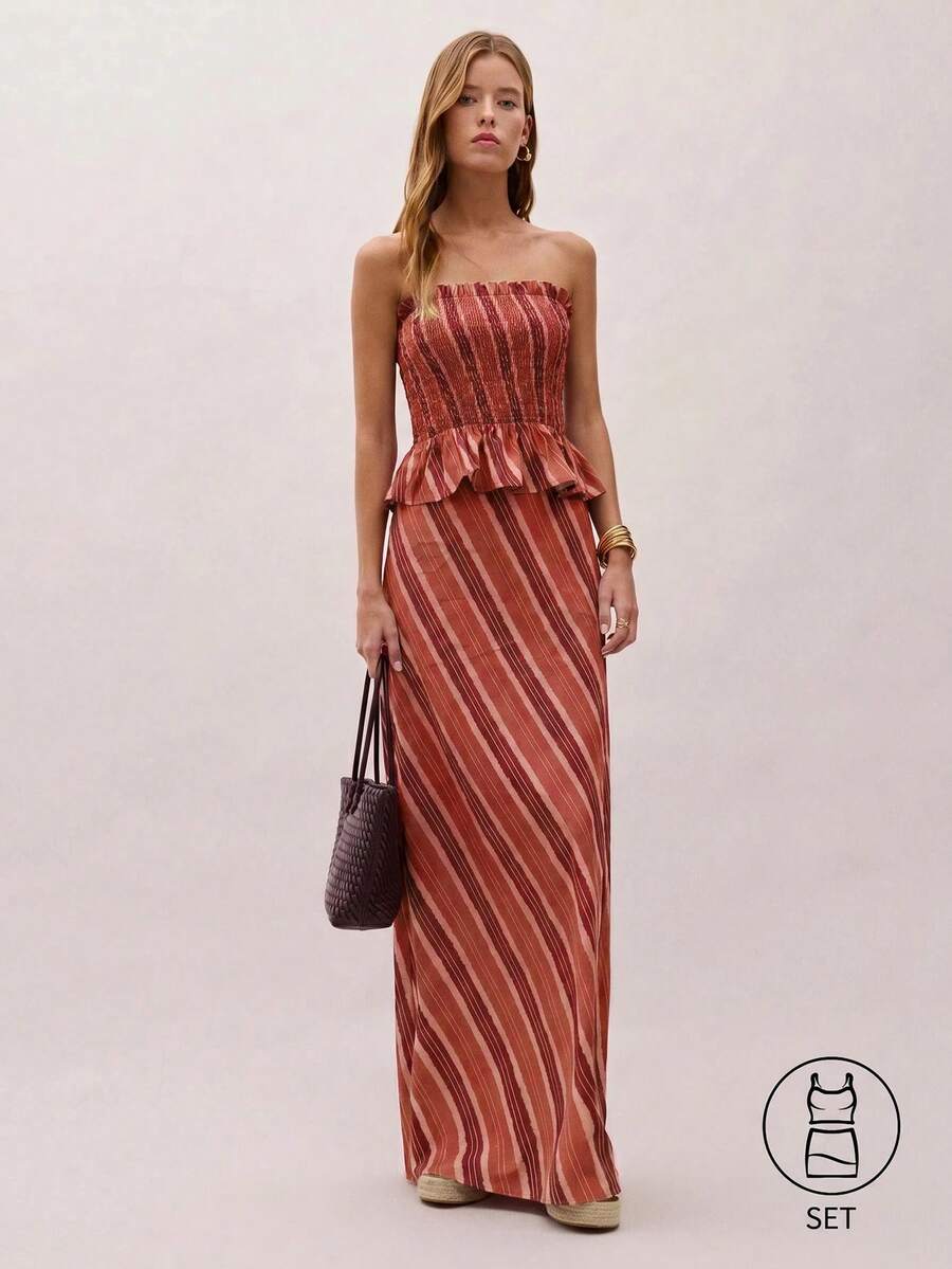 Bimba Conjunto de dos piezas con rayas y fruncido