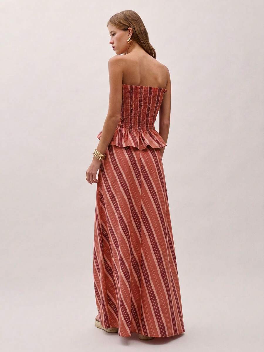 Bimba Conjunto de dos piezas con rayas y fruncido