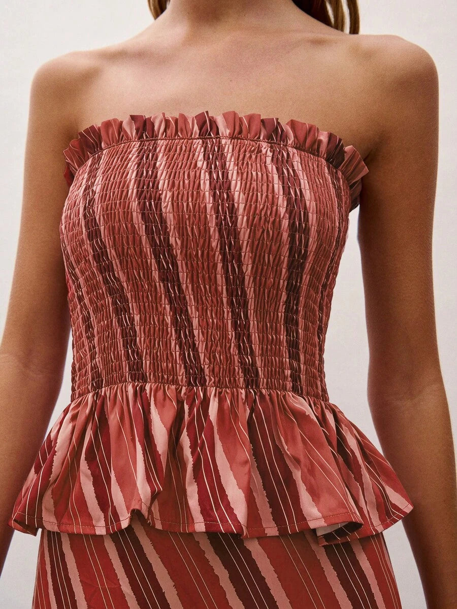 Bimba Conjunto de dos piezas con rayas y fruncido