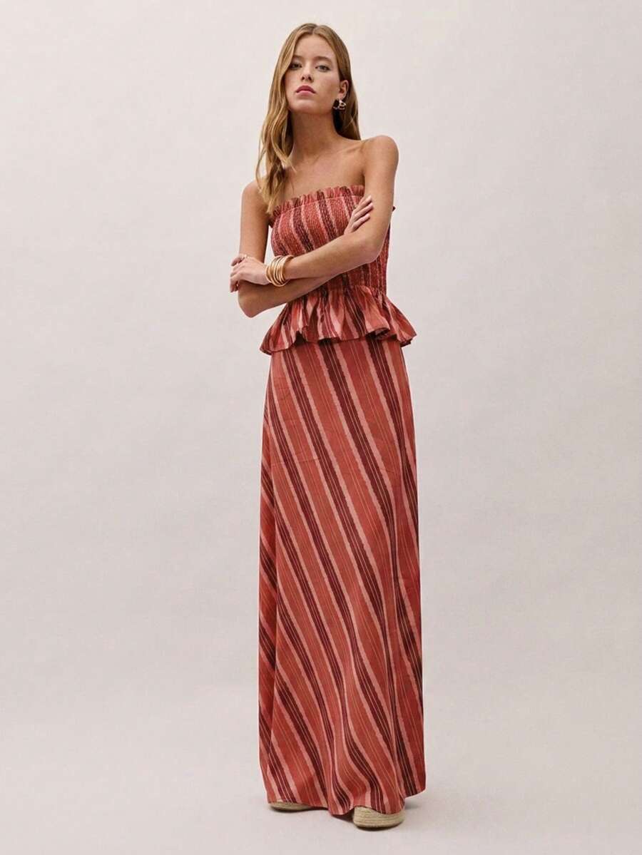 Bimba Conjunto de dos piezas con rayas y fruncido