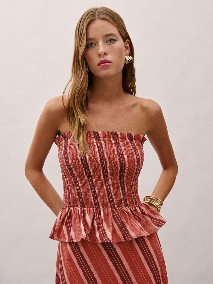Bimba Conjunto de dos piezas con rayas y fruncido