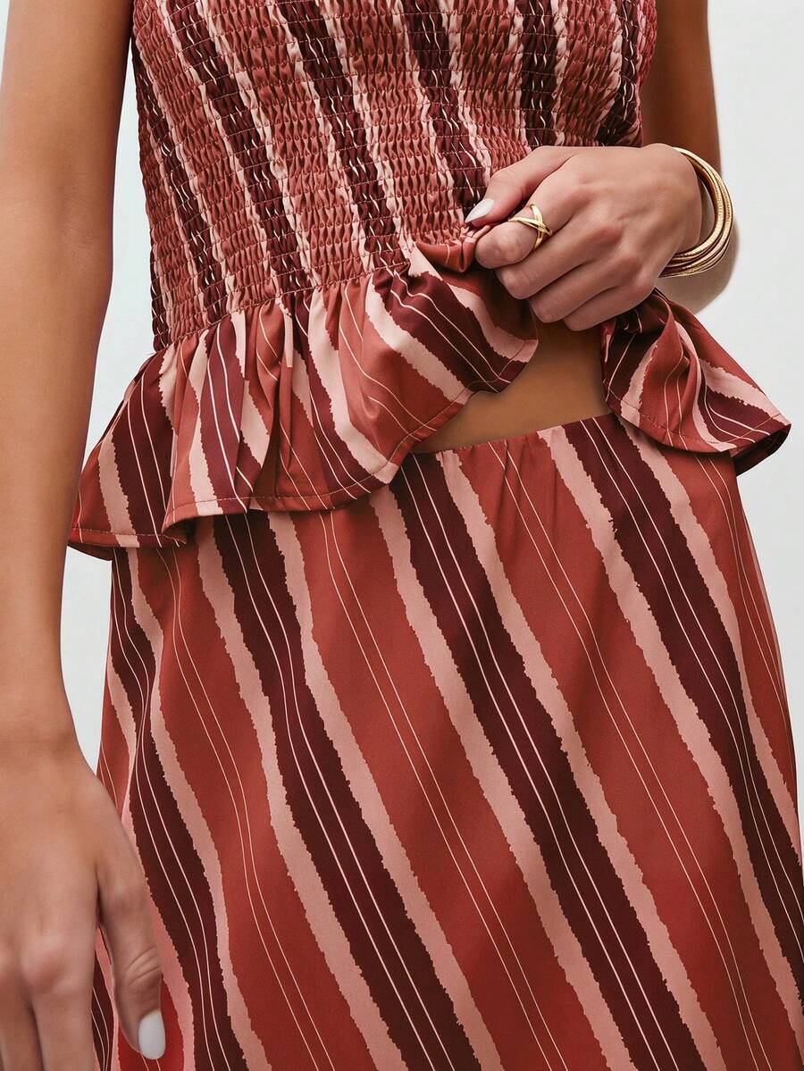 Bimba Conjunto de dos piezas con rayas y fruncido