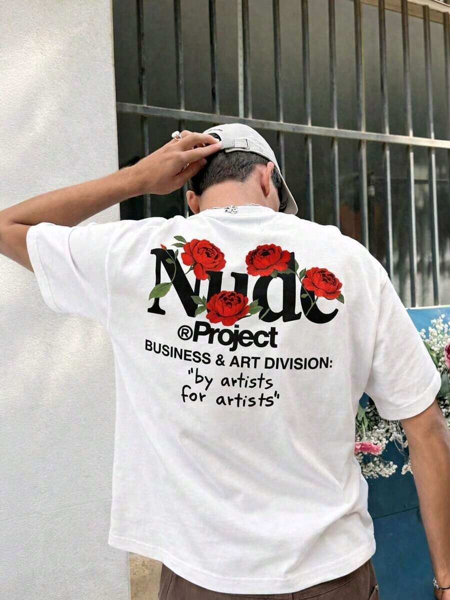Camiseta de manga corta con estampado para hombre