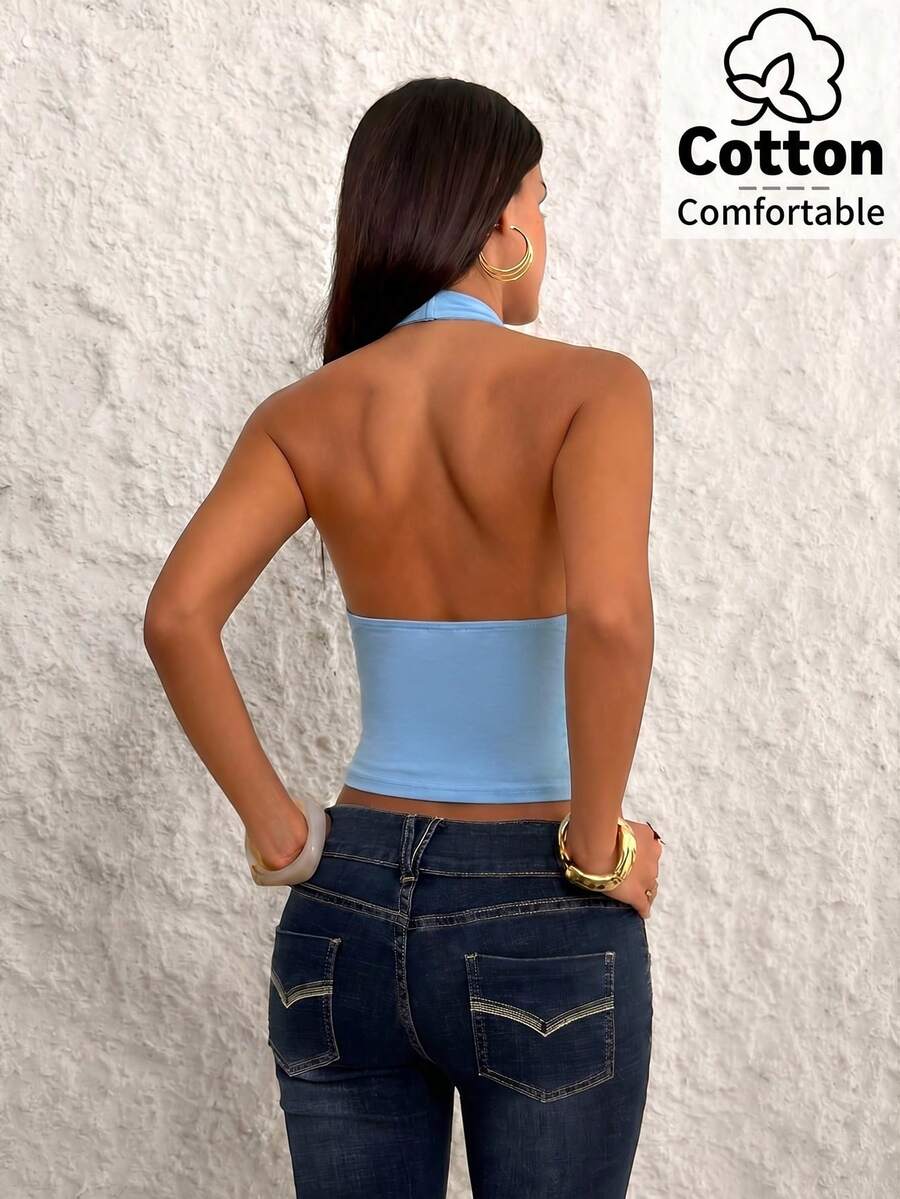 Top de mujer con escote en V profundo y espalda descubierta
