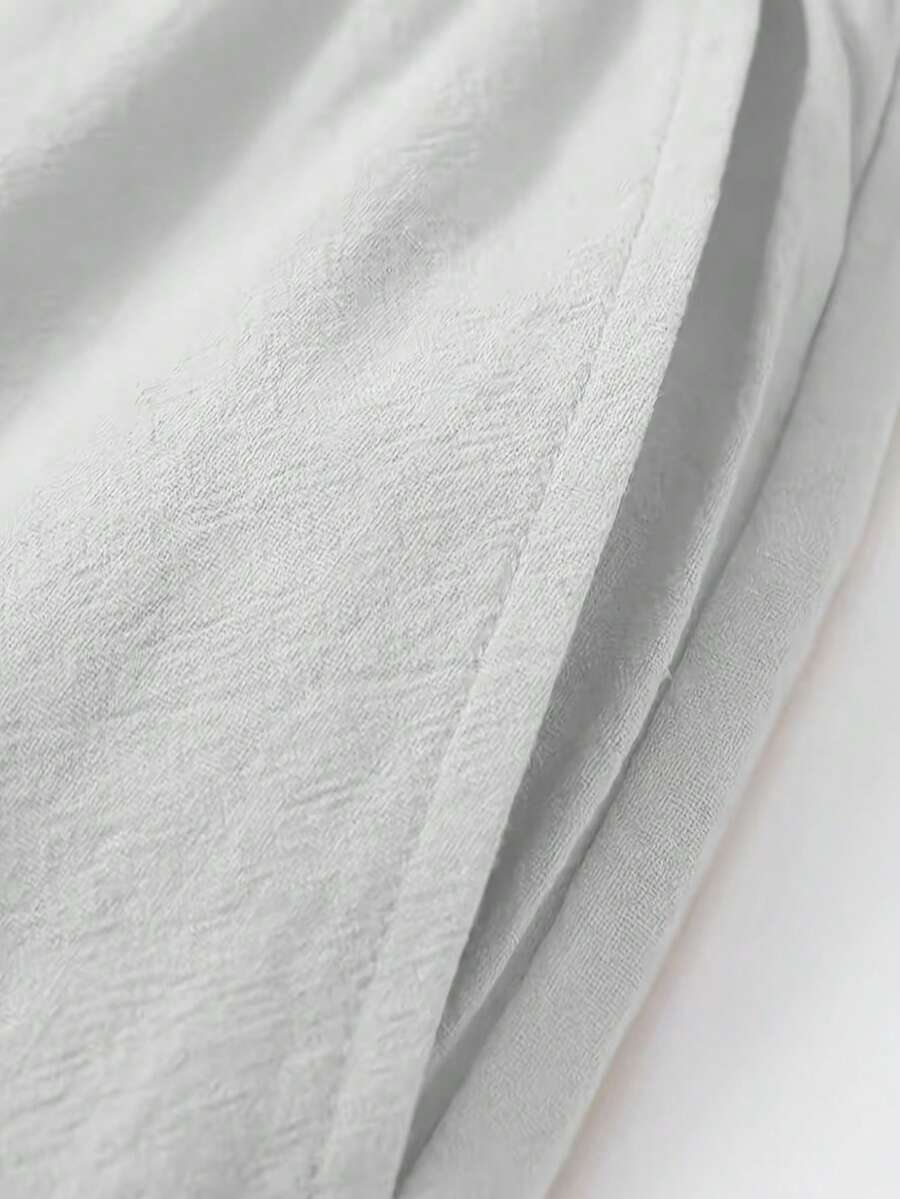 Pantalones casuales sueltos de lino negro tejido, adecuados para primavera/otoño/verano