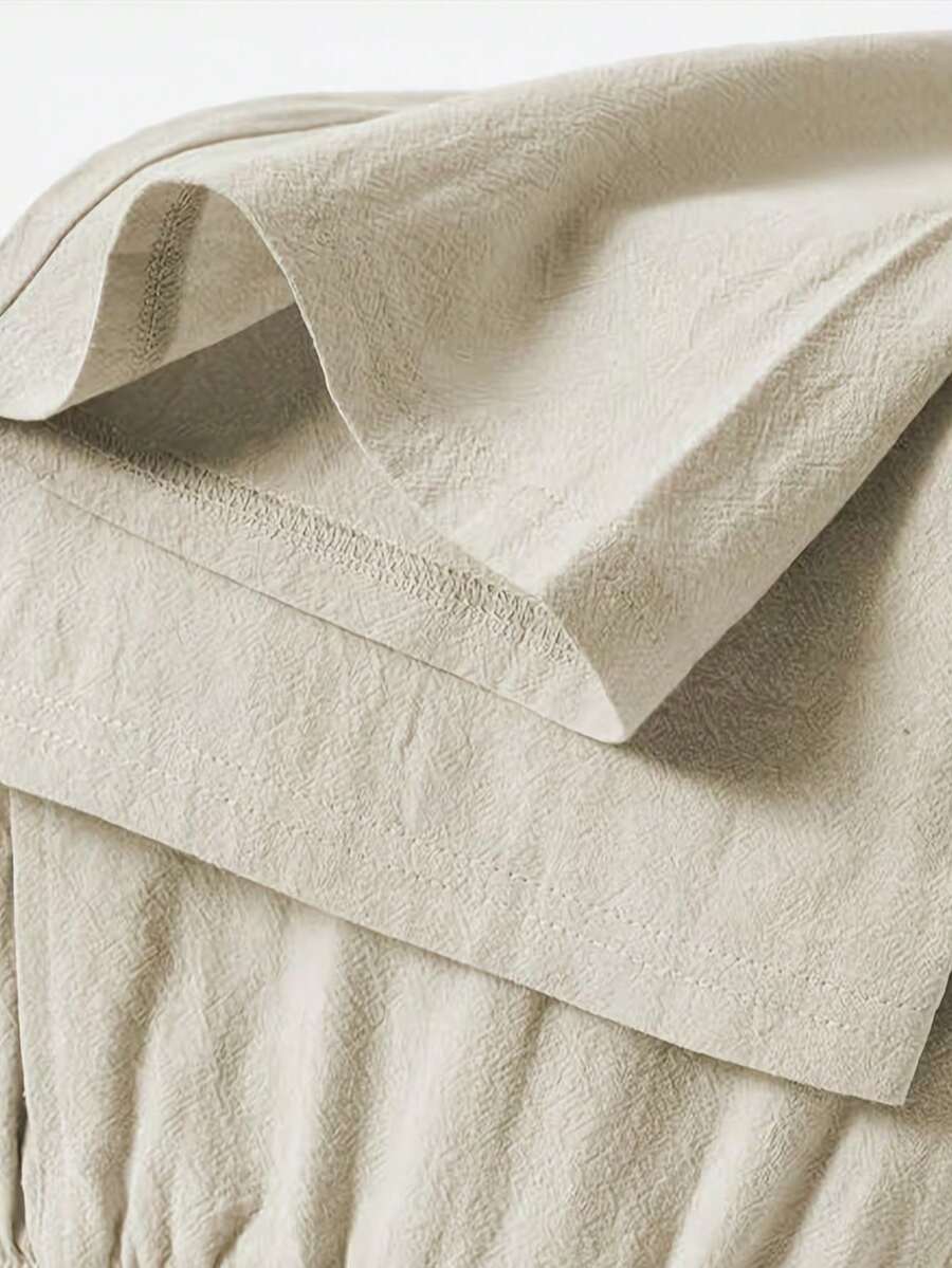 Pantalones casuales sueltos de lino negro tejido, adecuados para primavera/otoño/verano