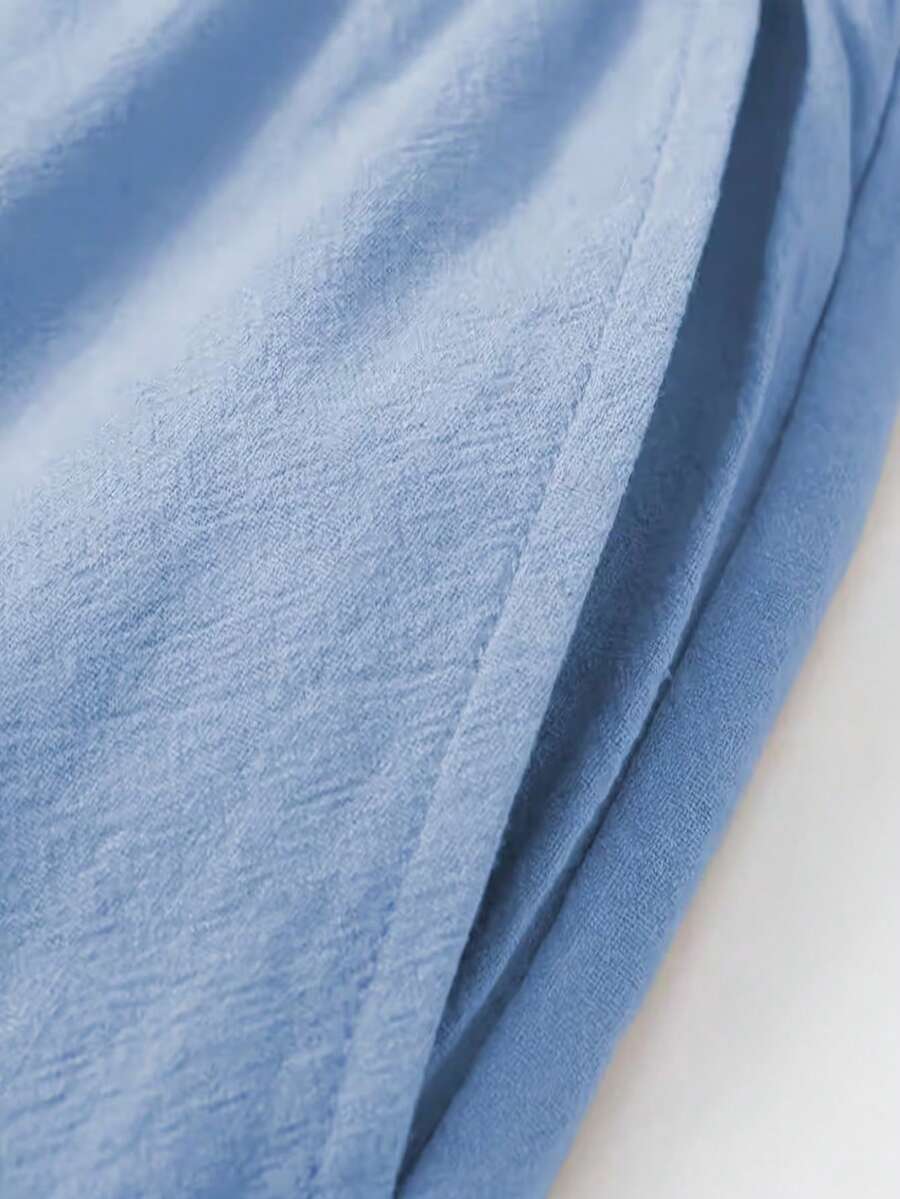 Pantalones casuales sueltos de lino negro tejido, adecuados para primavera/otoño/verano
