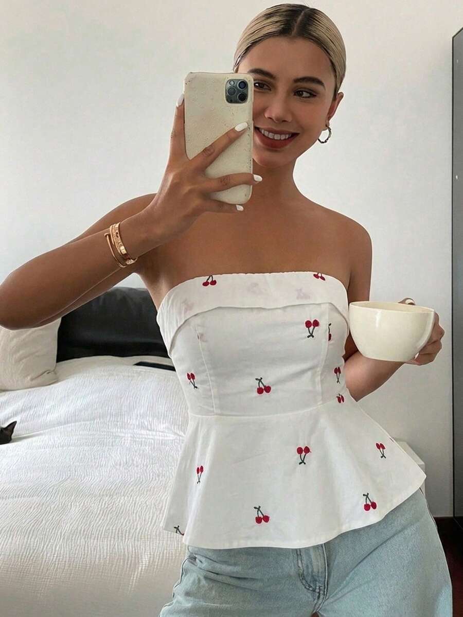 Top tubo casual de verano con estampado floral