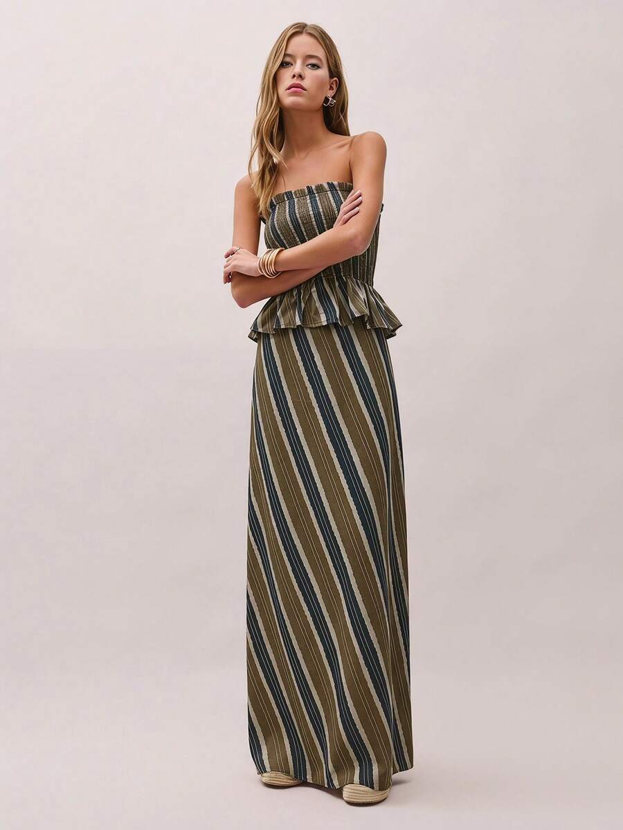 Bimba Conjunto de dos piezas con rayas y fruncido