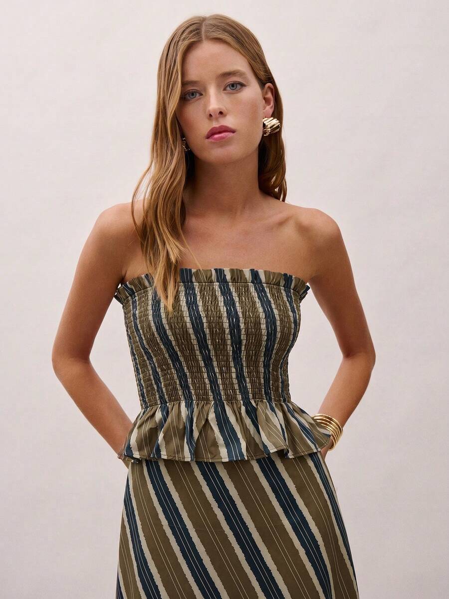 Bimba Conjunto de dos piezas con rayas y fruncido