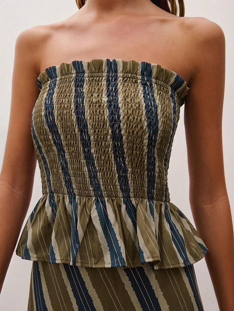 Bimba Conjunto de dos piezas con rayas y fruncido