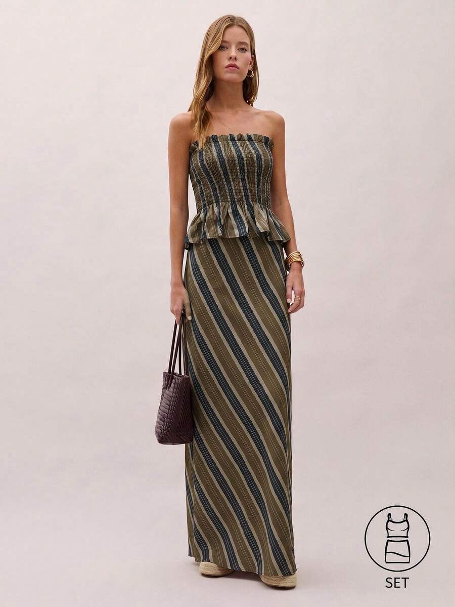 Bimba Conjunto de dos piezas con rayas y fruncido