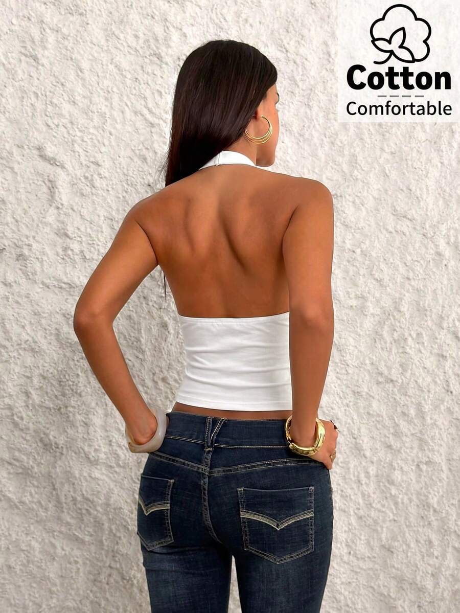Top de mujer con escote en V profundo y espalda descubierta