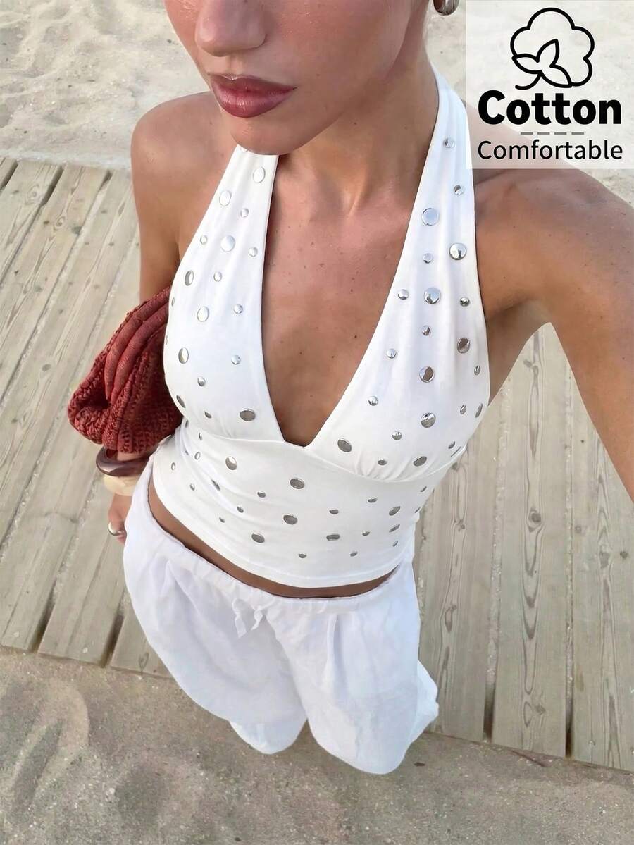 Top de mujer con escote en V profundo y espalda descubierta