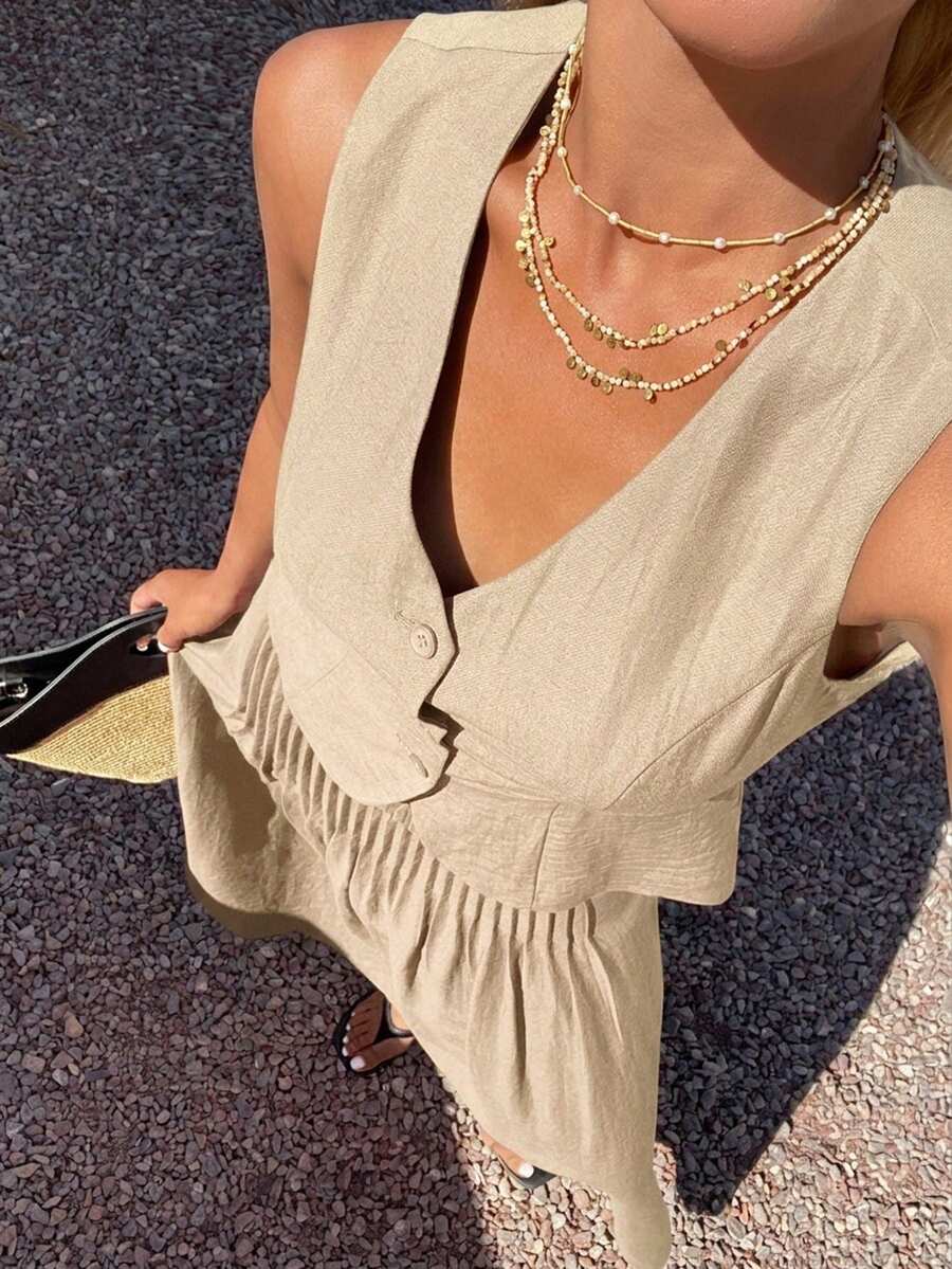Conjunto de 2 piezas para mujer con top sin mangas