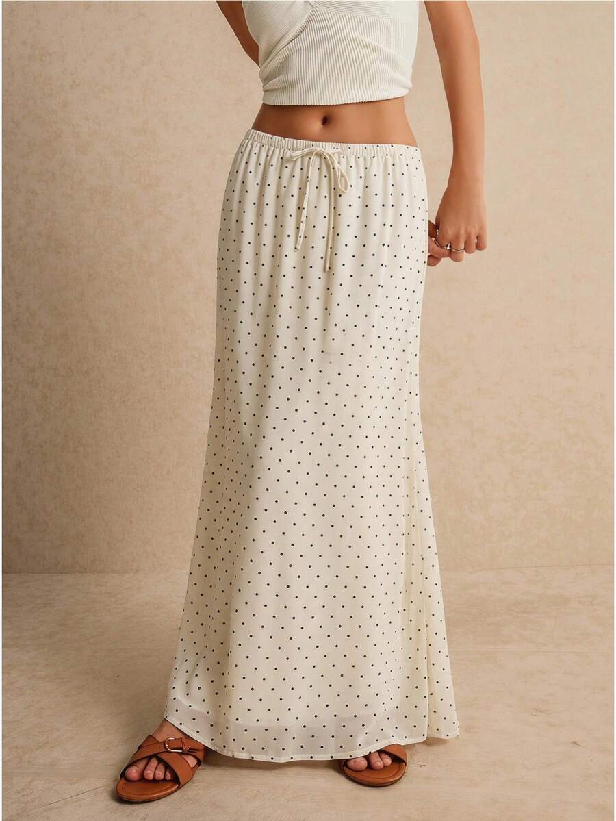 Falda de mujer, falda larga tipo maxi, con lazo a la cintura