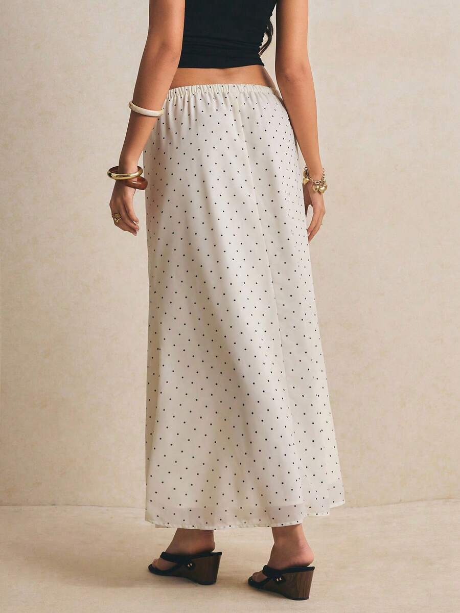 Falda de mujer, falda larga tipo maxi, con lazo a la cintura