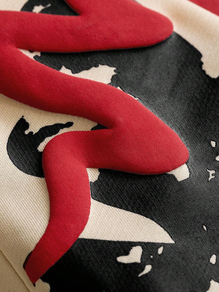 Camiseta suelta de hombro caído con estampado de letras casual para hombre
