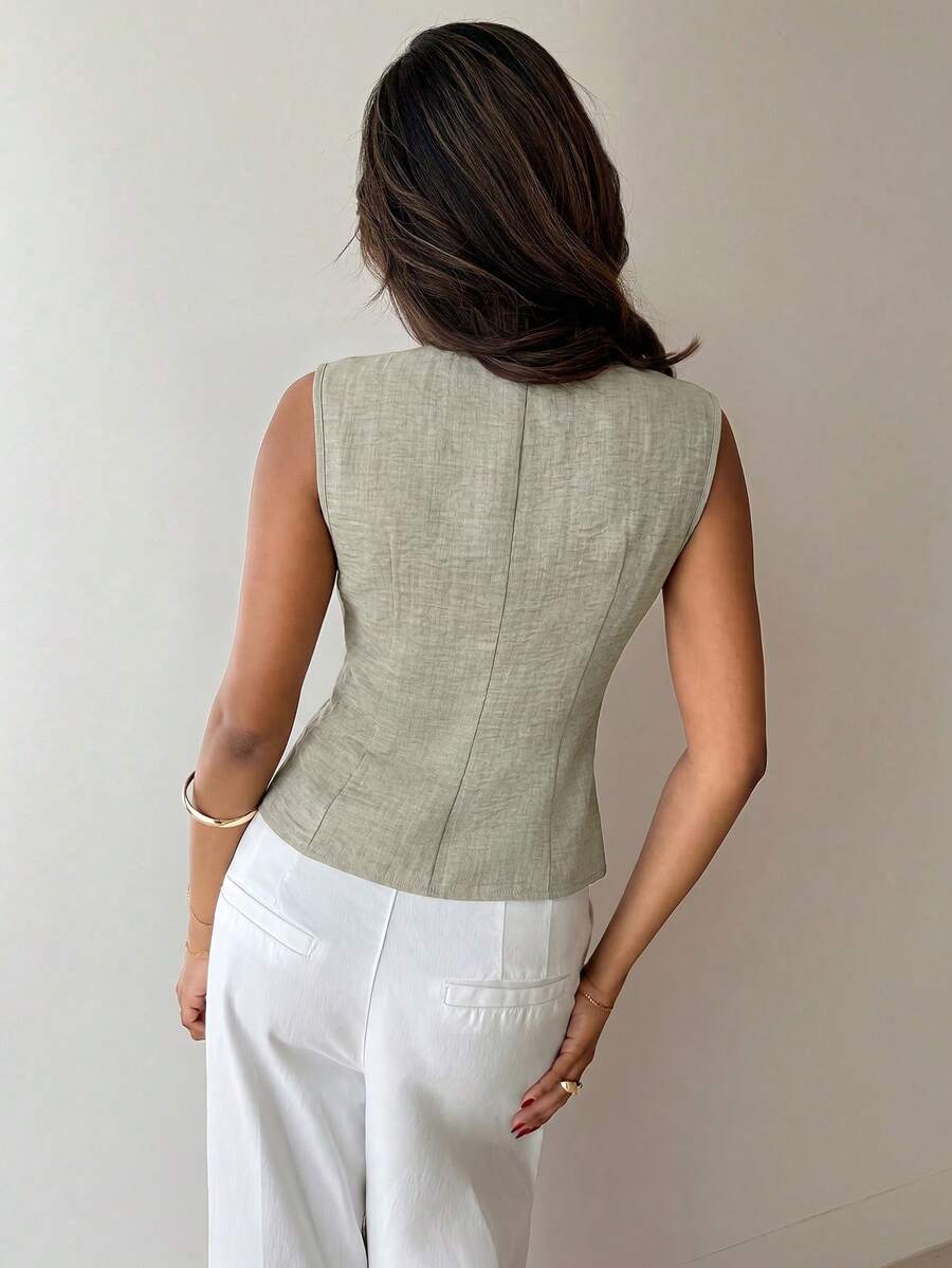 Nueva blusa minimalista de moda con cuello en V asimétrico