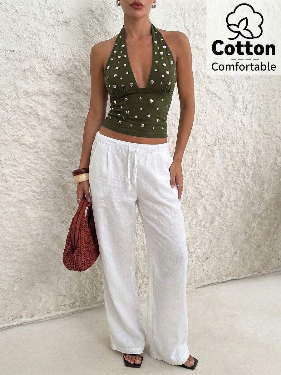 Top de mujer con escote en V profundo y espalda descubierta