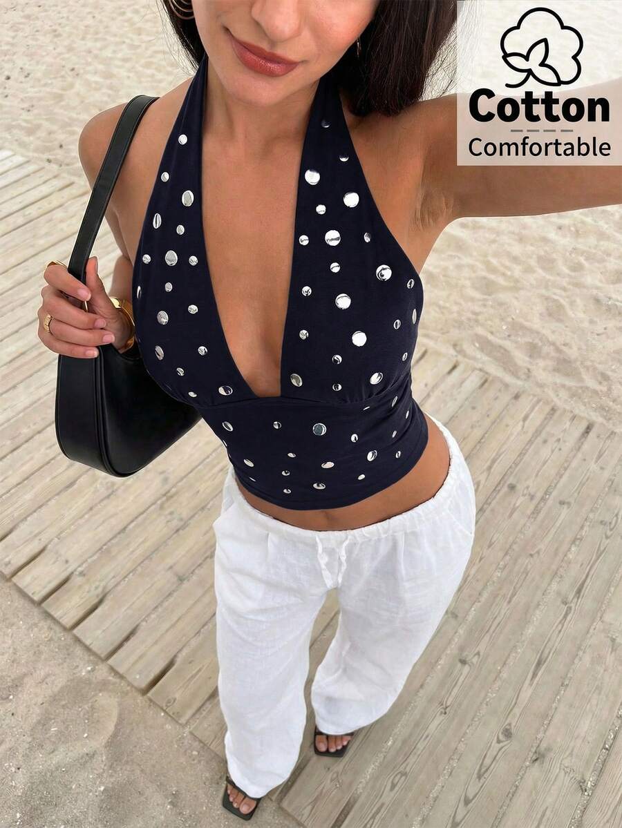 Top de mujer con escote en V profundo y espalda descubierta
