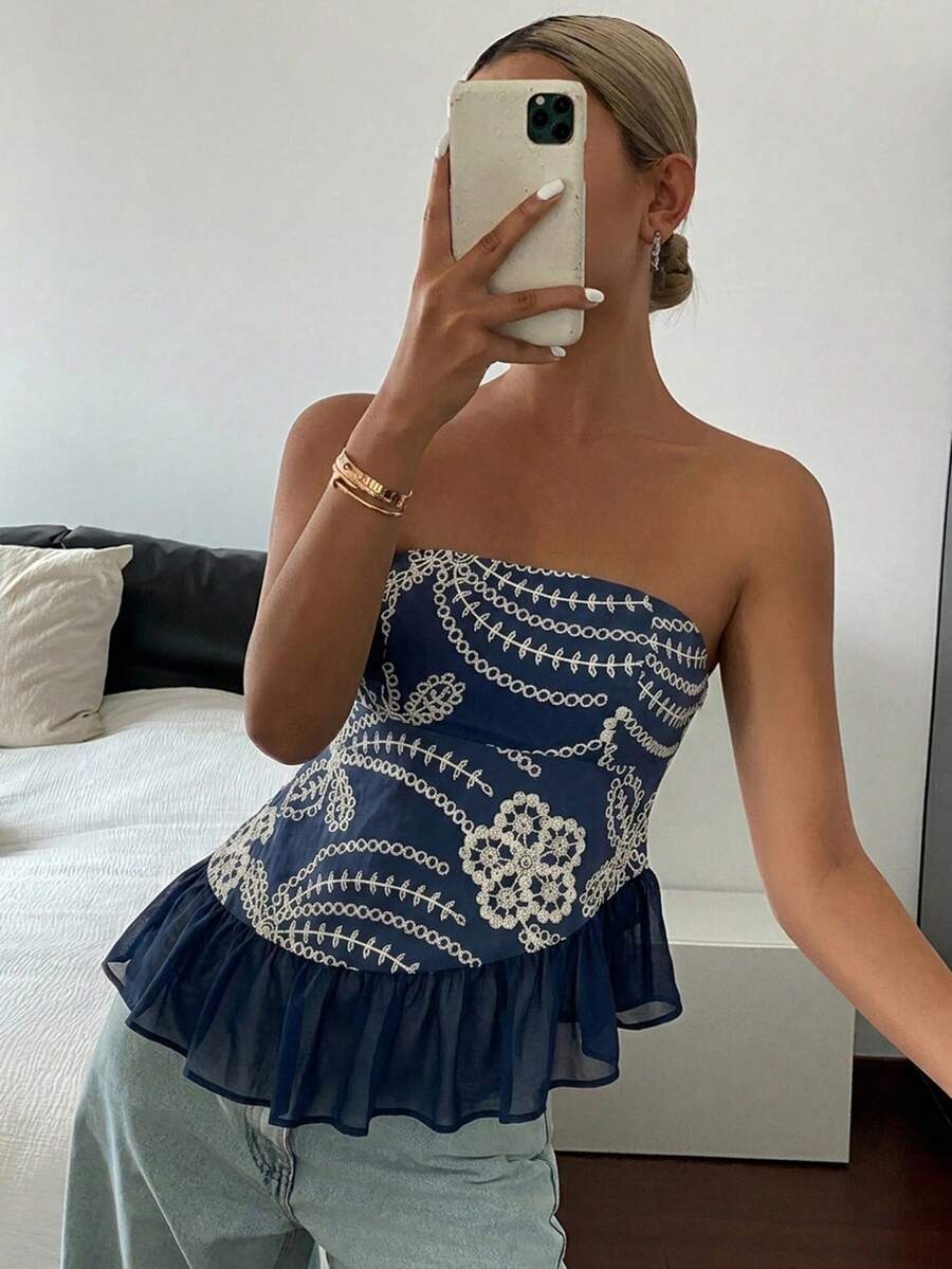 Top tubo casual de verano con estampado floral