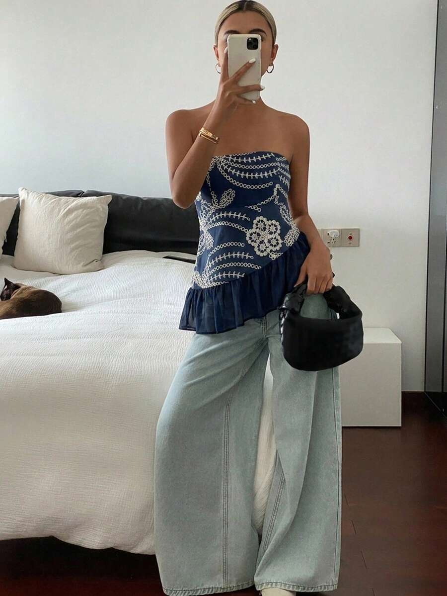 Top tubo casual de verano con estampado floral