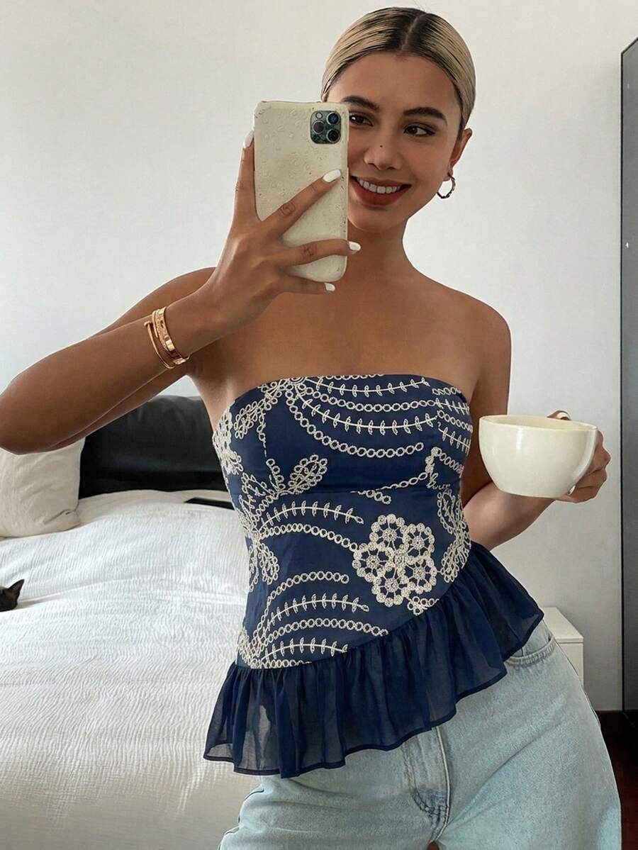 Top tubo casual de verano con estampado floral