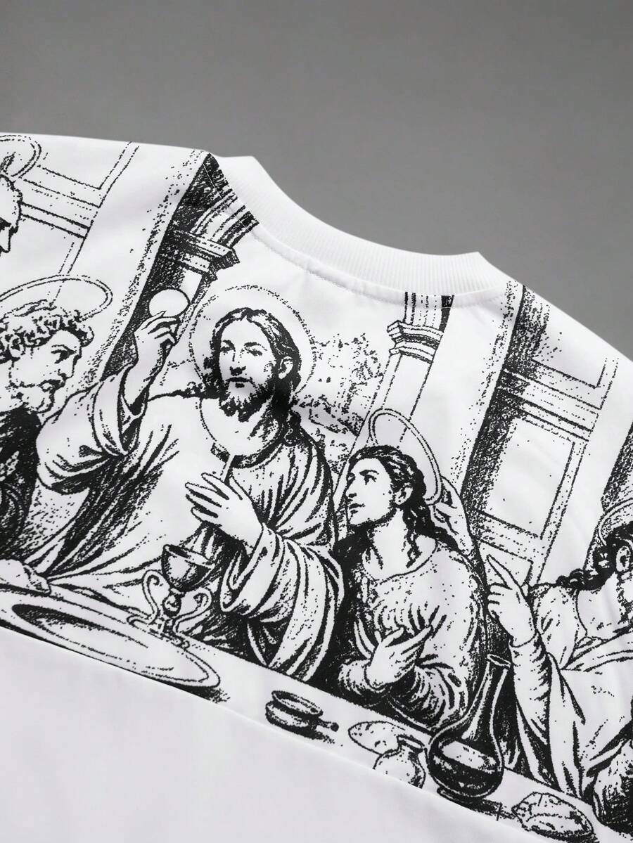 Camiseta suelta de hombro caído con estampado de letras casual para hombre