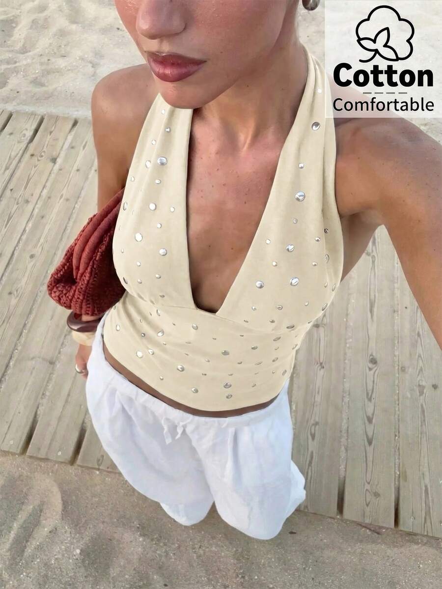 Top de mujer con escote en V profundo y espalda descubierta
