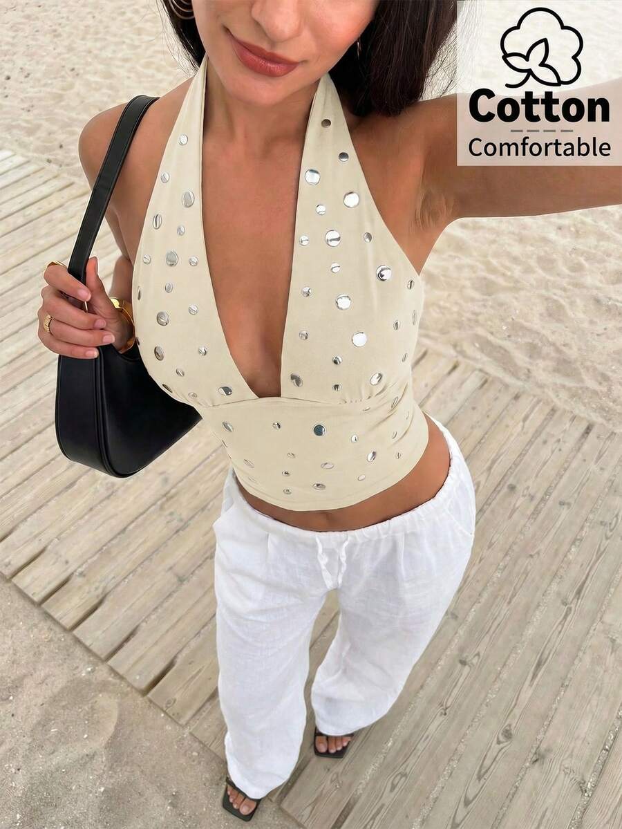 Top de mujer con escote en V profundo y espalda descubierta