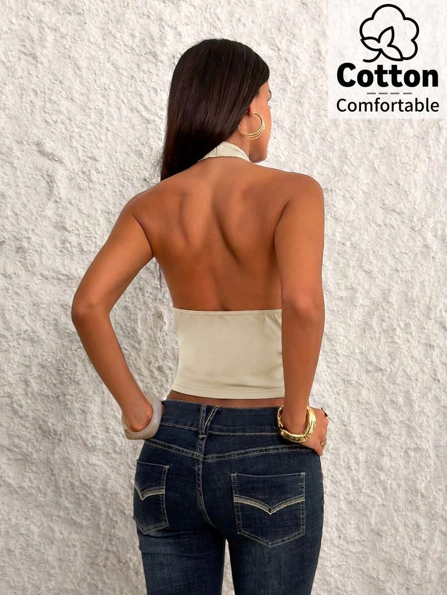 Top de mujer con escote en V profundo y espalda descubierta