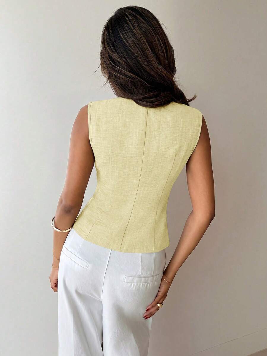 Nueva blusa minimalista de moda con cuello en V asimétrico