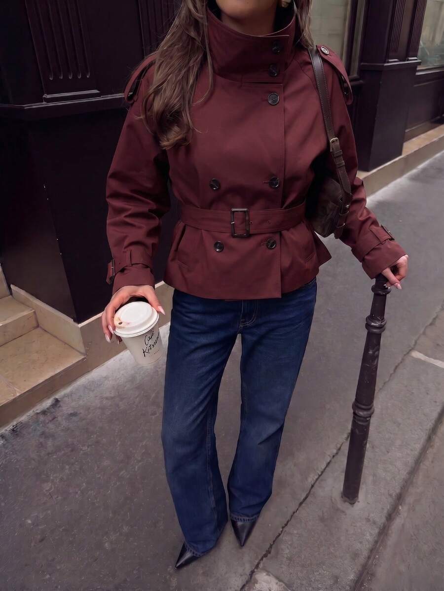 Abrigo bimba elegante de estilo urbano con botones delanteros y bolsillos
