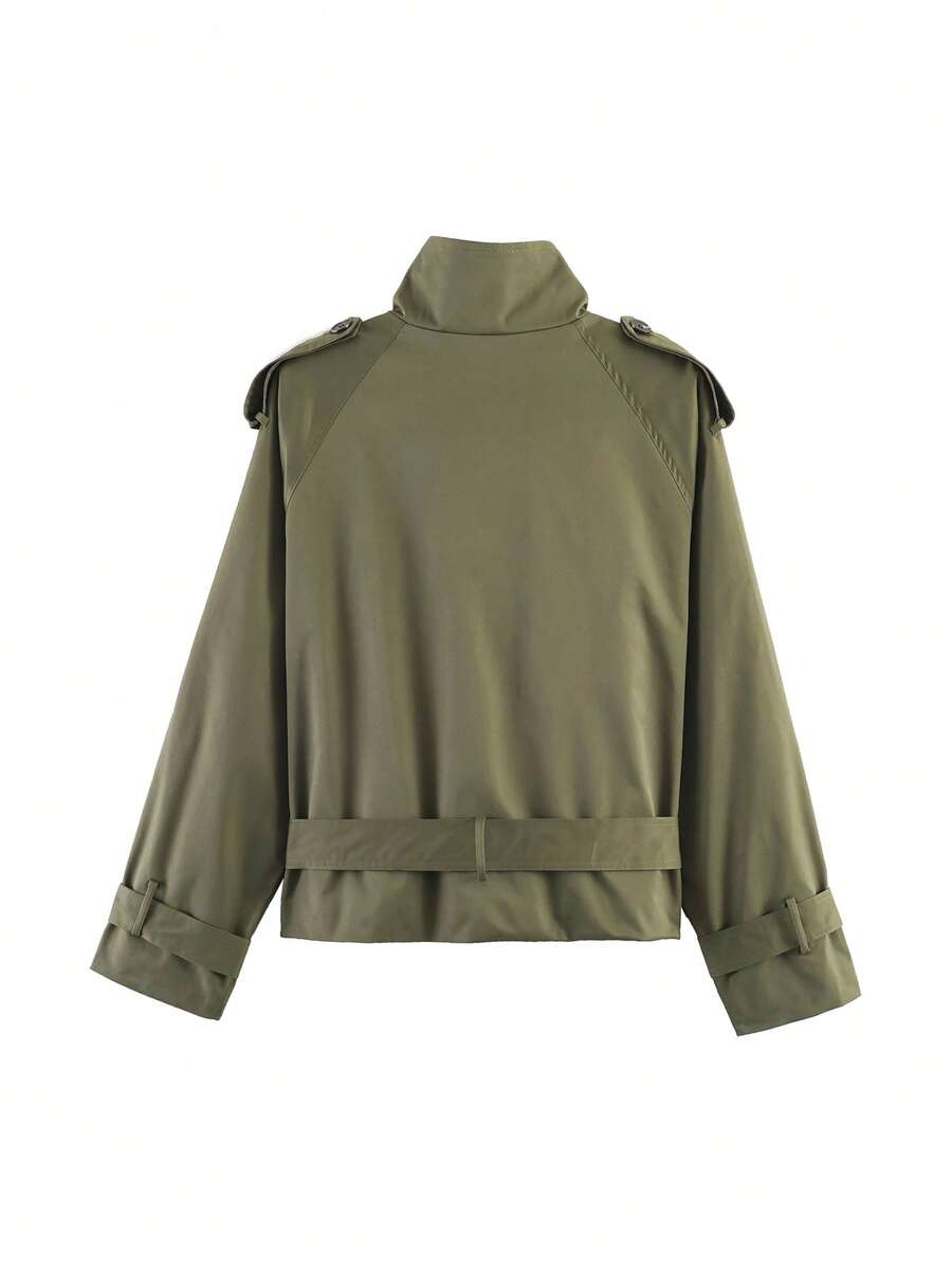 Abrigo bimba elegante de estilo urbano con botones delanteros y bolsillos