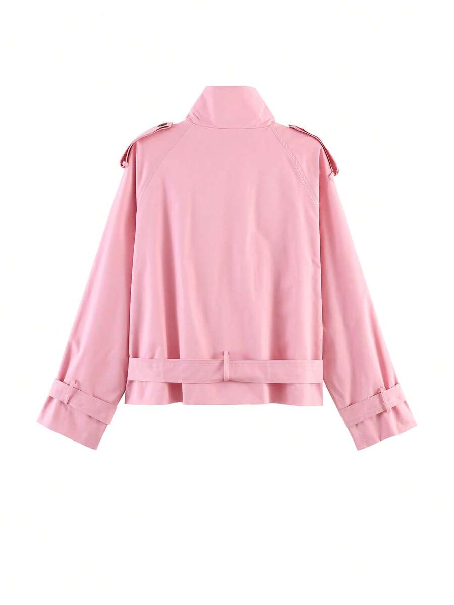 Abrigo bimba elegante de estilo urbano con botones delanteros y bolsillos