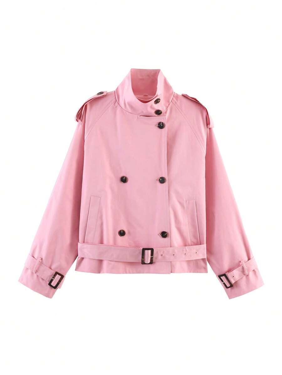 Abrigo bimba elegante de estilo urbano con botones delanteros y bolsillos