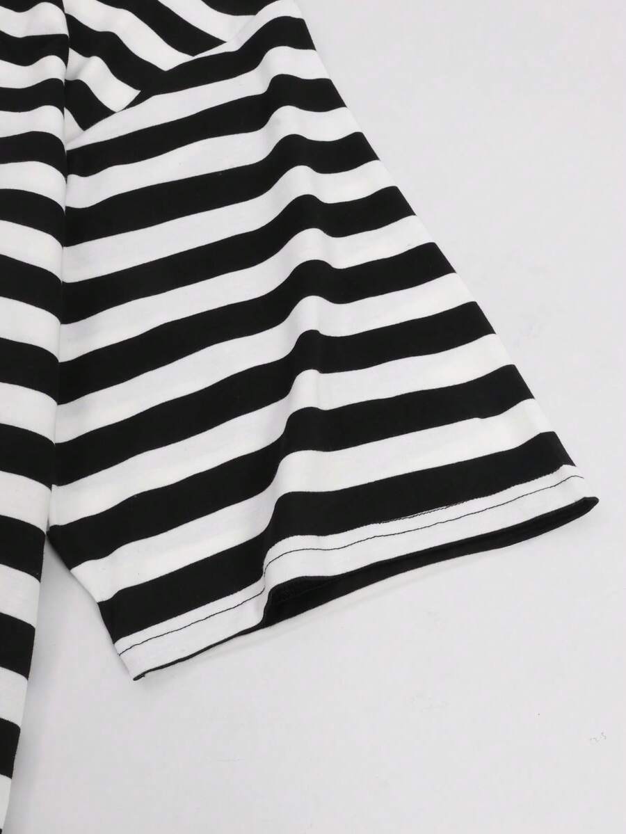 Camiseta suelta de hombro caído con estampado de letras casual para hombre