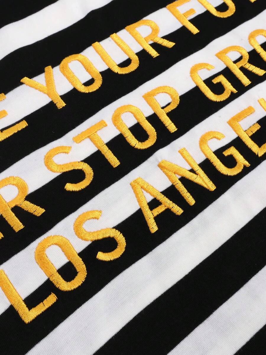Camiseta suelta de hombro caído con estampado de letras casual para hombre