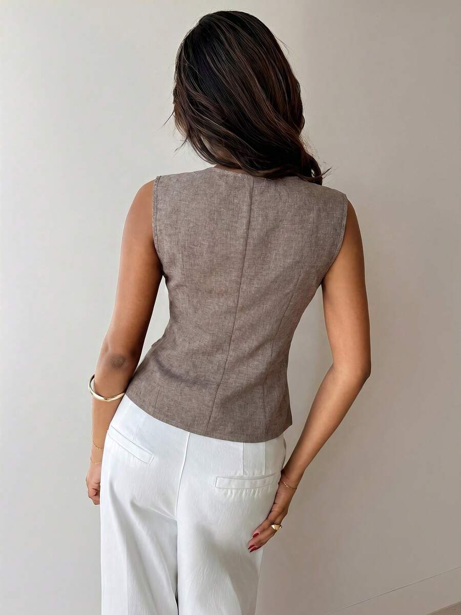 Nueva blusa minimalista de moda con cuello en V asimétrico