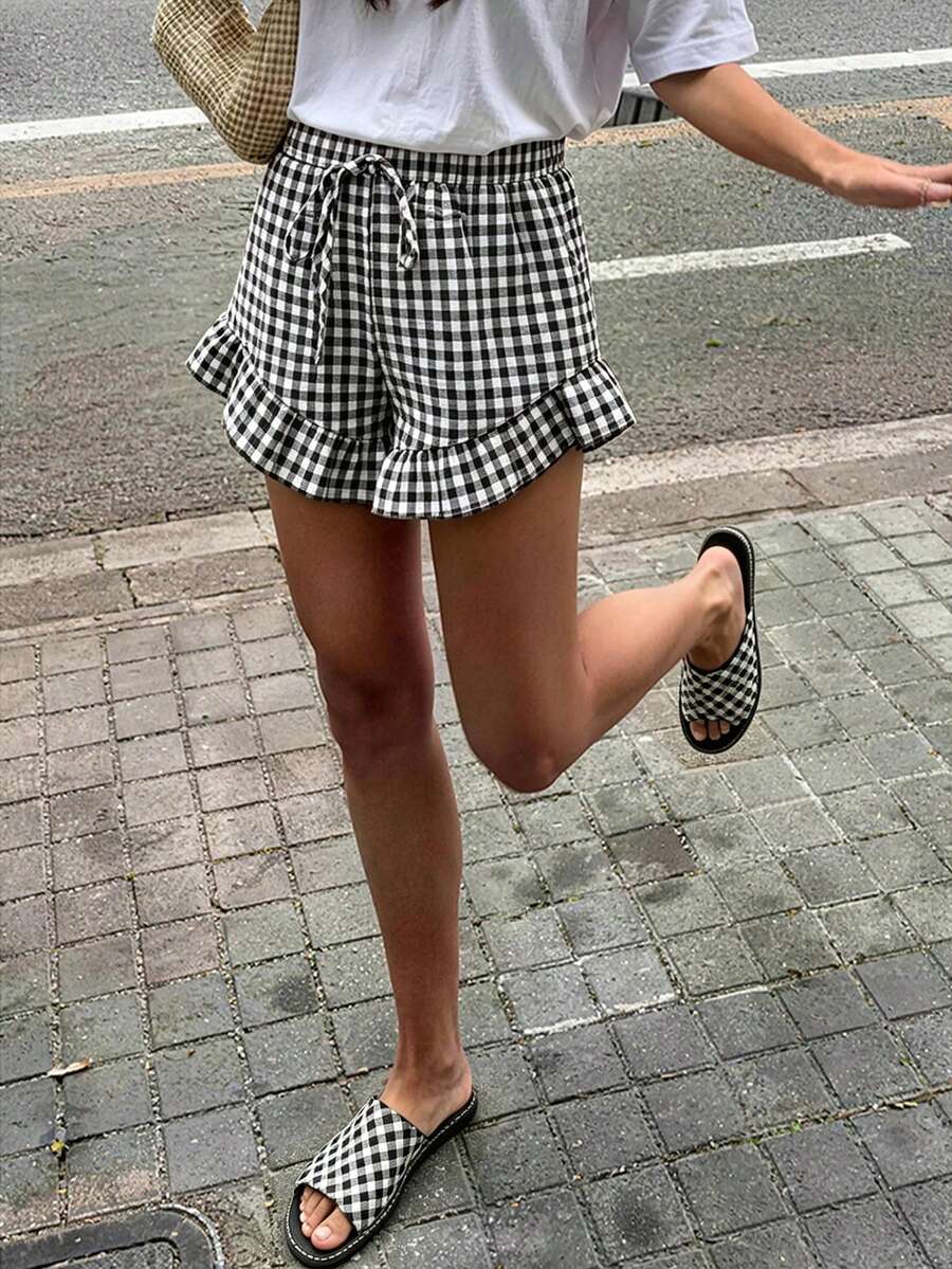 Pantalones cortos sueltos con volantes
